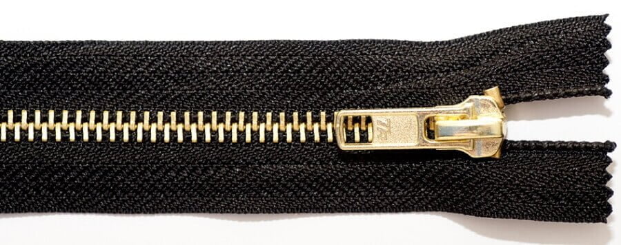4 Inch Brass Toothed Jean Zip Black